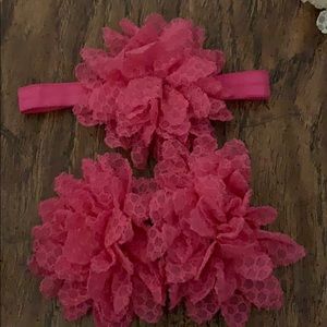 Baby sandals with matching headbands